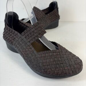 Bernie Mev Charm Yael Brown Metallic Woven Mary Jane Wedge Shoes EU 39 (8.5)